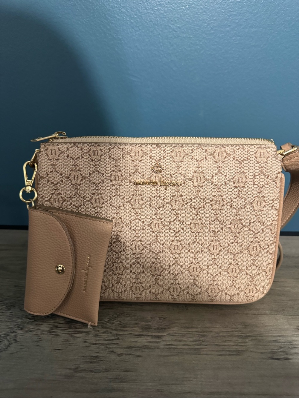 Nanette Lepore Blush Logo-Print Crossbody with Card Pouch